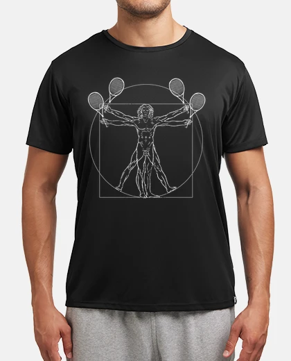 T-shirt tennis da vinci drawing tennis player