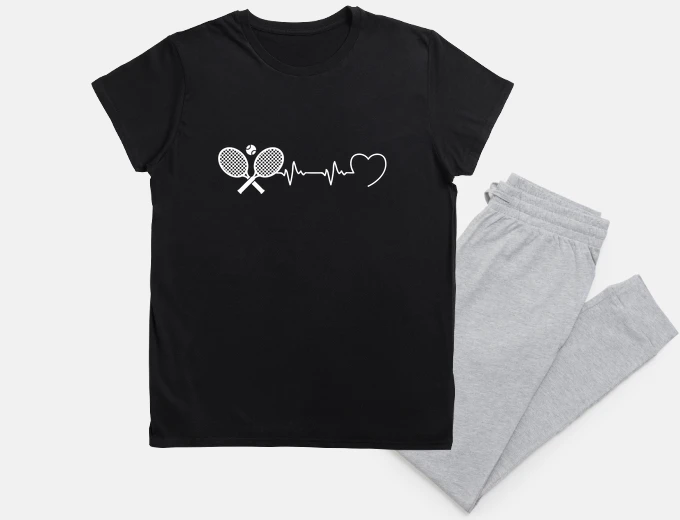 Pyjama tennis man heartbeat humor
