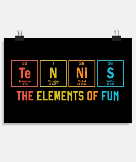 Poster tennis periodic table elements