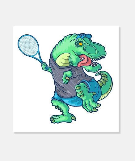 Tableau tennis saurus dinosaure t rex joueur de