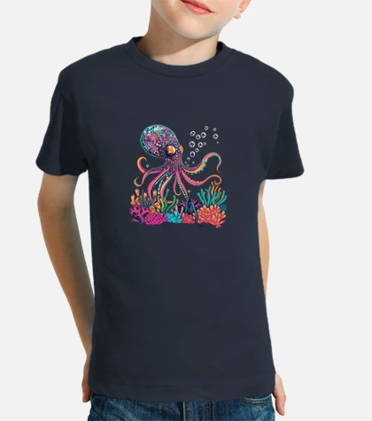 T-shirt bambino tentacoli di corallo di polpi tostadora