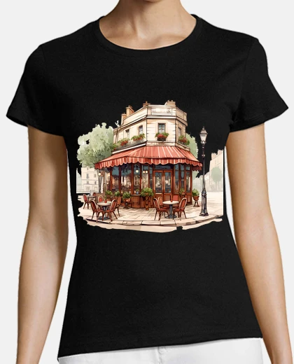 T-shirt terrazza del caffè parigino tè del bistrot parigino le marais