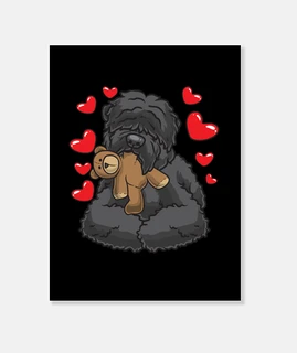 terrier russe noir avec peluche