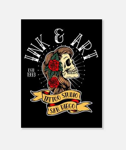 Stampa teschi tattoo tatuaggi vintage vintage
