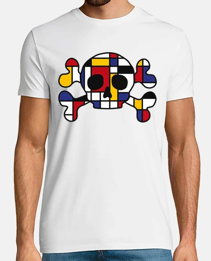 T-shirt teschio - ispirato a Mondrian
