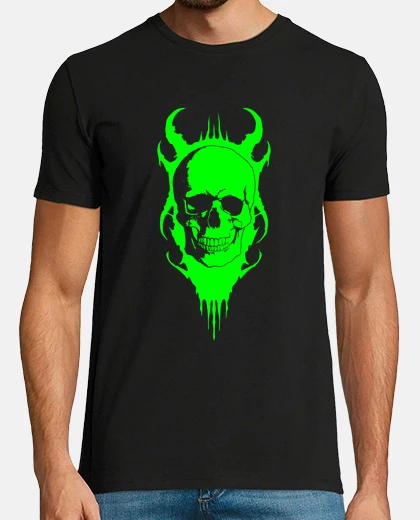 T-shirt teschio di diavolo verde fluorescente, rave party, pista da ballo, parata techno, sfilate di moda, d