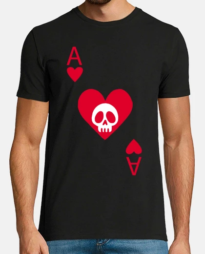 T-shirt teschio e asso di cuori