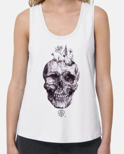 T-shirt teschio fiorito con la natura