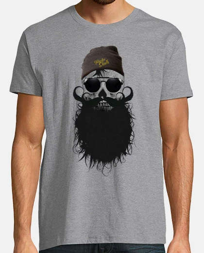 T-shirt teschio hipster skull barbuto