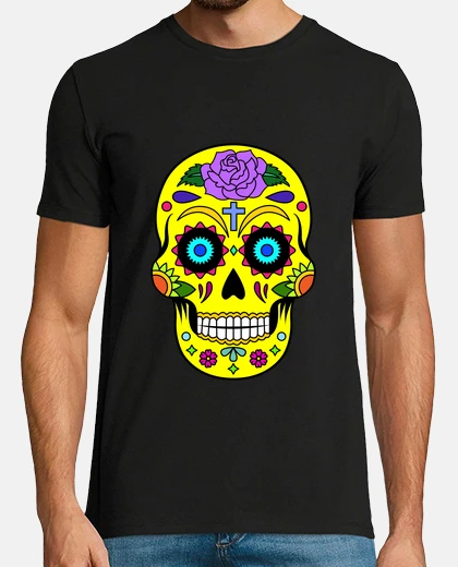 T-shirt teschio messicano gialla