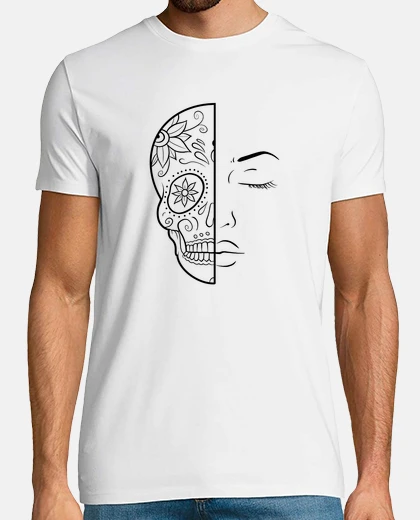 T-shirt teschio messicano mezza donna faccia li