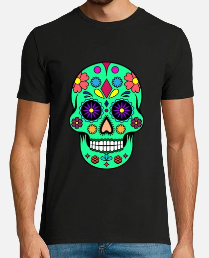 T-shirt teschio messicano verde tostadora