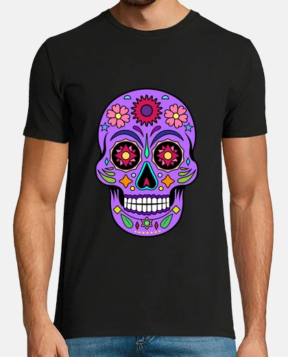 T-shirt teschio messicano viola
