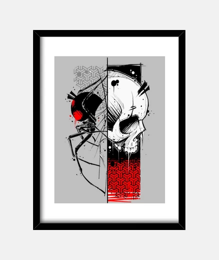 Quadro teschio stile dark cyberpunk
