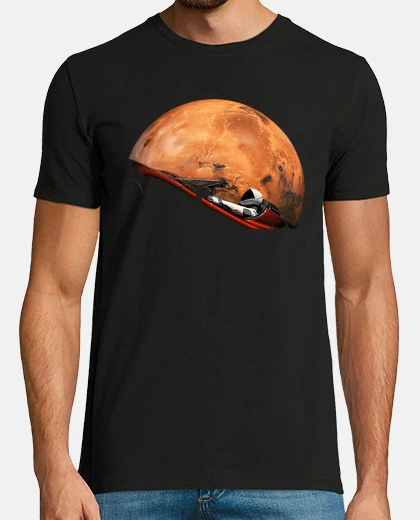 Camiseta Tesla Roadster orbitando marte camiseta