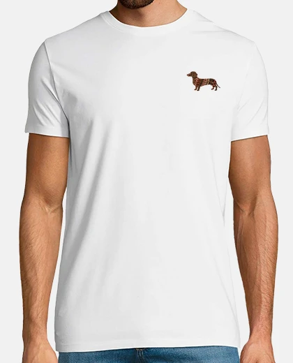 T-shirt tessuto africano per bassotti, logo in cera bogolan, marchio di moda tascabile