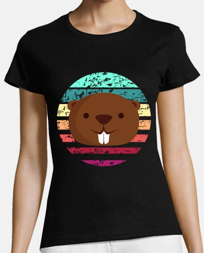 T-shirt testa di castoro animale e naturale