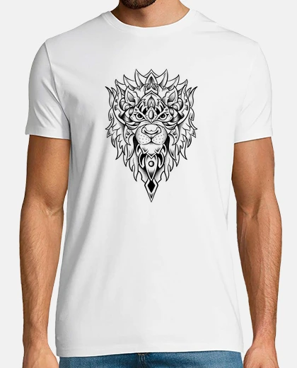 T-shirt testa di leone - arte del tatuaggio lin