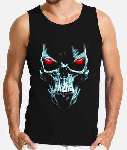 Tee-shirt Tête de Mort Cyberpunk avec yeux rouges