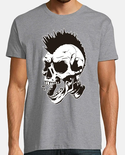 Tee-shirt tête de mort punk en colère crie