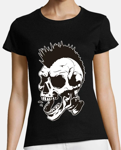 Tee-shirt tête de mort punk en colère crie