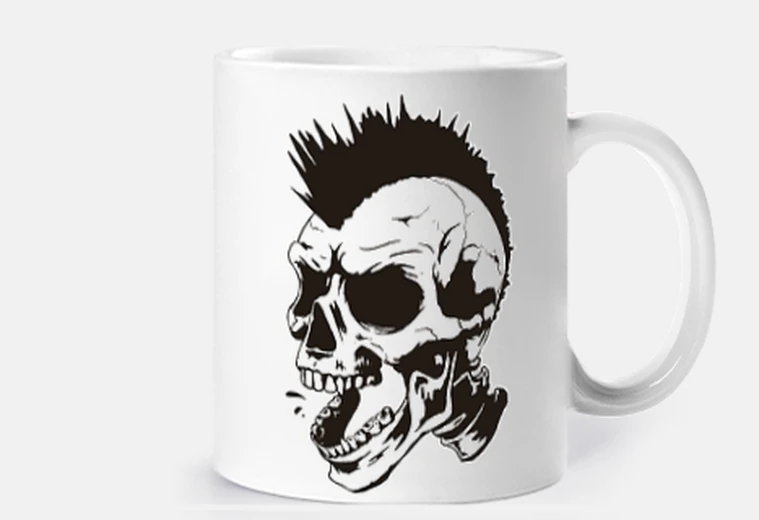 Mug tête de mort punk en colère crie perssonnalisable tasse café thé