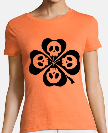 Tee-shirt Tête de mort trèfle à quatre feuilles n