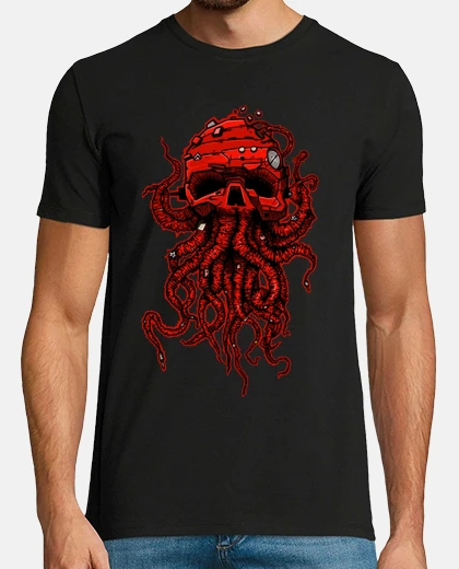 Tee-shirt tête de poulpe rouge