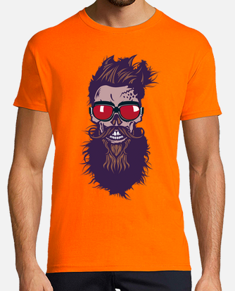 Homme T-Shirt Tête de mort hipster skull crâne barbe et barbu lunette –