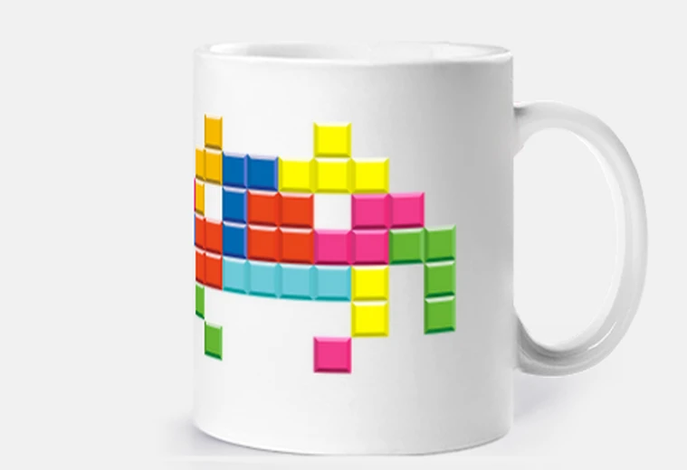 Cup tetris space invaders mug