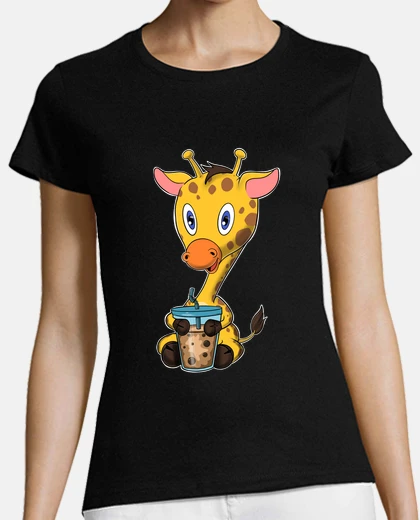 Tee-shirt thé à bulles girafe kawaii i thé boba