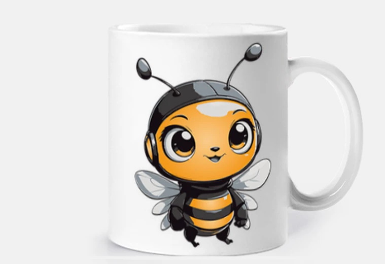 Cup the bee cartoon children&#39;s book cup to personalize coffee tea herbal tea croissants