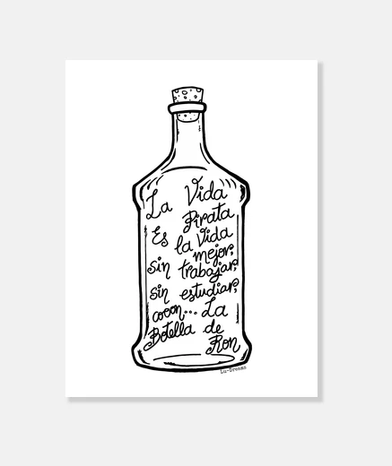 Wall the bottle of rum. (black)