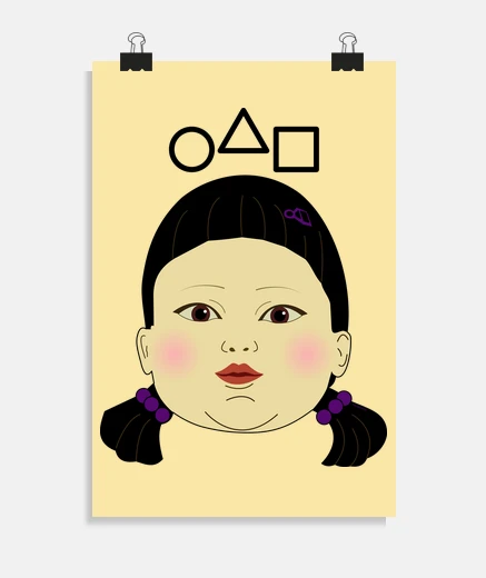 Poster the game of squid doll and symbols
