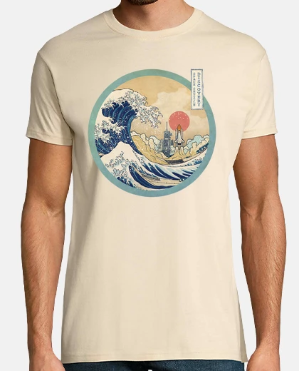 T-shirt the great wave - space shuttle sun