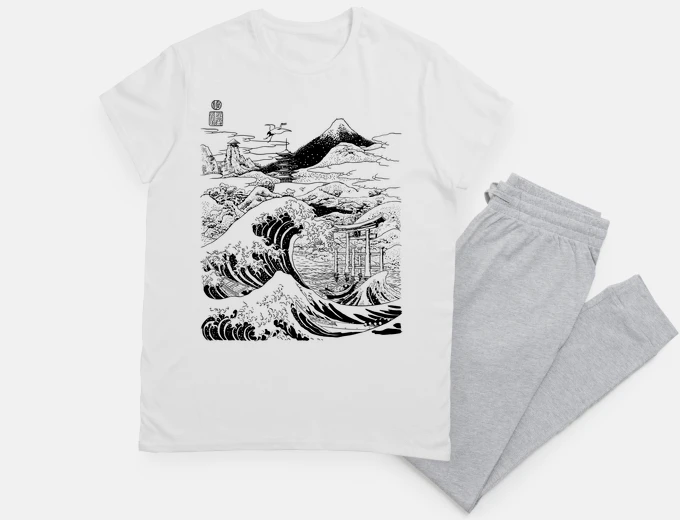 Pyjama the great wave in japan