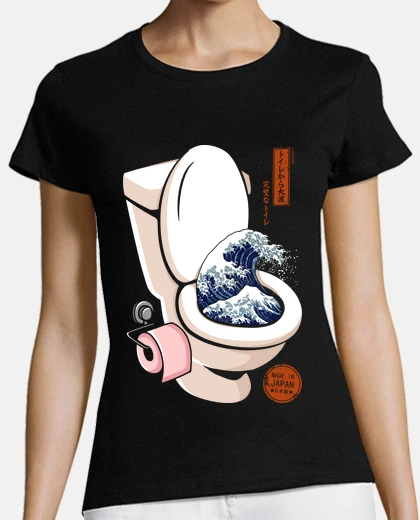 Playera the great wave of toilets