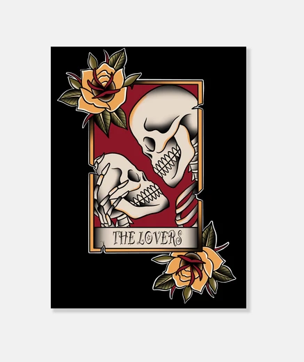 Wall the lovers - skulls and roses