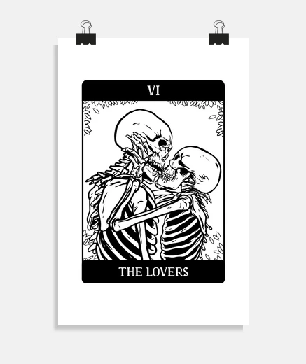 Poster the lovers skeleton tarot card