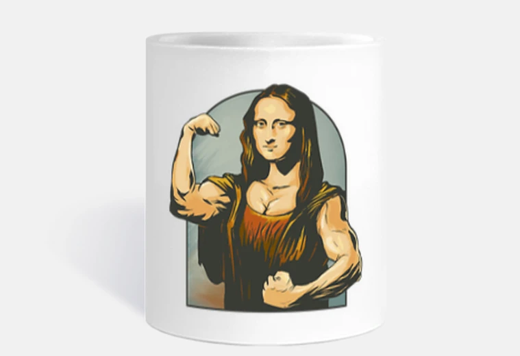 Cup the mona Lisa bodybuilding humorous