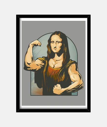 Framed the mona lisa, bodybuilding, humorous, decoration