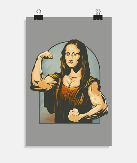 Poster the mona lisa, bodybuilding, humorous, decoration,