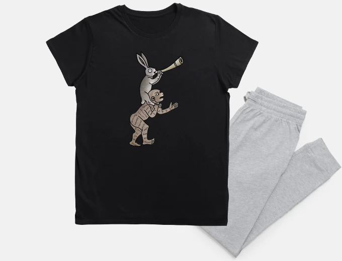 Pyjama the rabbit on monkey trickster