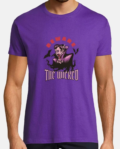 Tee-shirt the shirt violet ou autres couleurs,homme Wampire Dracula beware the wicked rare 
