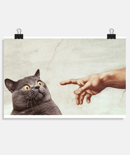 The Creation of Adam - funny cat gift art lover