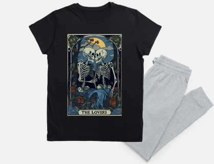 The Lovers - tarot cards, skeleton kiss, gift 