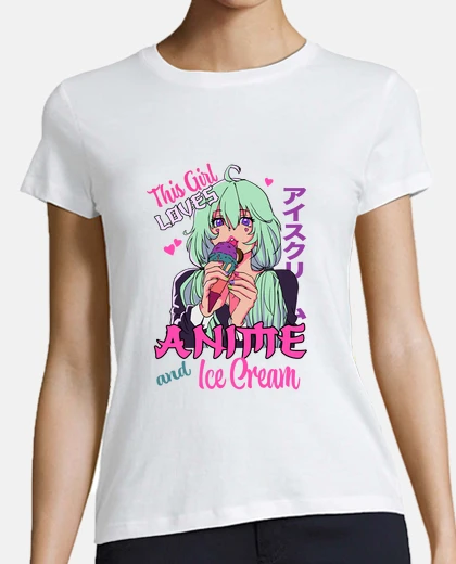 T-shirt This Girl Loves Anime Ice Cream Pink Purple Aesthetic Anime