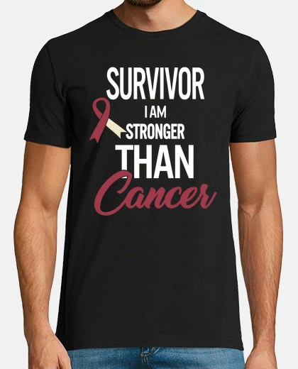 Tee-shirt Throat Cancer Survivor I Am Stronger Than Cancer Oral Head Neck Cancer Awareness Burgundy and White 