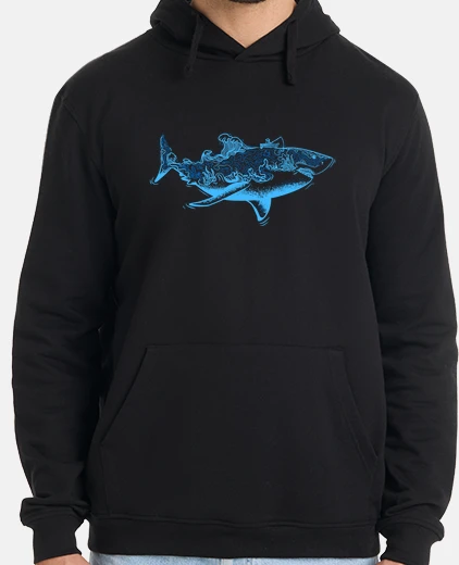 Sudadera tiburón mar pesca tiburón barco océano