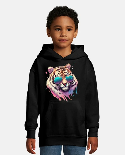 Children's Tiger in sunglasses pastel watercolor